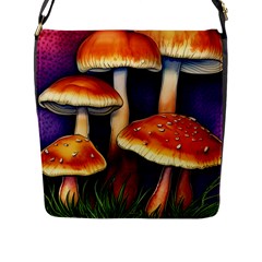 Nature s Woodsy Mushrooms Flap Closure Messenger Bag (l) by GardenOfOphir