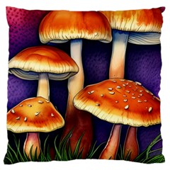 Nature s Woodsy Mushrooms Large Premium Plush Fleece Cushion Case (two Sides) by GardenOfOphir