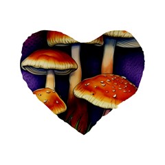 Nature s Woodsy Mushrooms Standard 16  Premium Flano Heart Shape Cushions by GardenOfOphir