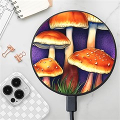 Nature s Woodsy Mushrooms Wireless Fast Charger(black) by GardenOfOphir