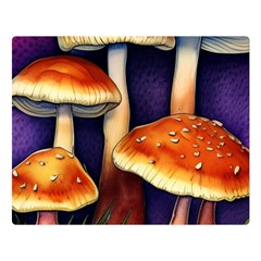 Nature s Woodsy Mushrooms One Side Premium Plush Fleece Blanket (large) by GardenOfOphir