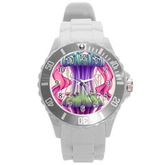 Foresty Mushrooms Round Plastic Sport Watch (l) by GardenOfOphir