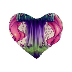 Foresty Mushrooms Standard 16  Premium Heart Shape Cushions by GardenOfOphir