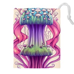 Foresty Mushrooms Drawstring Pouch (5xl) by GardenOfOphir