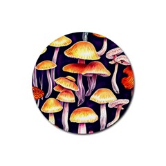 Forestcore Mushroom Rubber Round Coaster (4 Pack) by GardenOfOphir