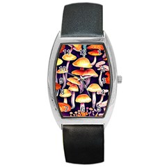 Forestcore Mushroom Barrel Style Metal Watch by GardenOfOphir