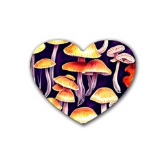 Forestcore Mushroom Rubber Coaster (heart) by GardenOfOphir