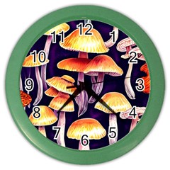 Forestcore Mushroom Color Wall Clock by GardenOfOphir