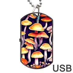 Forestcore Mushroom Dog Tag Usb Flash (one Side) by GardenOfOphir