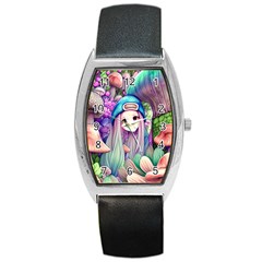 Fantasy Mushrooms Barrel Style Metal Watch by GardenOfOphir