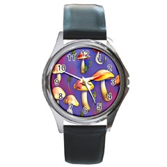 Farmcore Mushrooms Round Metal Watch by GardenOfOphir