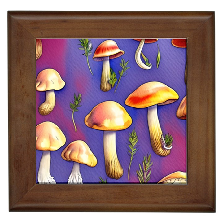 Farmcore Mushrooms Framed Tile