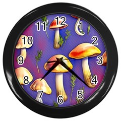 Farmcore Mushrooms Wall Clock (black) by GardenOfOphir