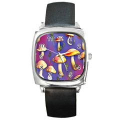 Farmcore Mushrooms Square Metal Watch by GardenOfOphir