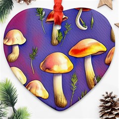 Farmcore Mushrooms Heart Ornament (two Sides) by GardenOfOphir