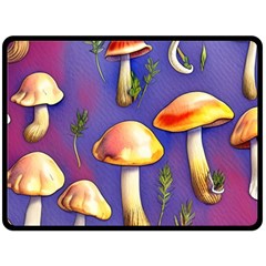 Farmcore Mushrooms One Side Fleece Blanket (large) by GardenOfOphir