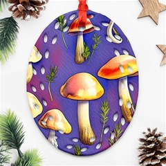 Farmcore Mushrooms Ornament (oval Filigree) by GardenOfOphir