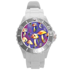 Farmcore Mushrooms Round Plastic Sport Watch (l) by GardenOfOphir