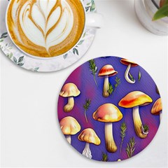 Farmcore Mushrooms Uv Print Round Tile Coaster by GardenOfOphir