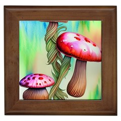 Warm Mushroom Forest Framed Tile by GardenOfOphir