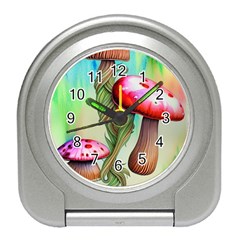 Warm Mushroom Forest Travel Alarm Clock by GardenOfOphir