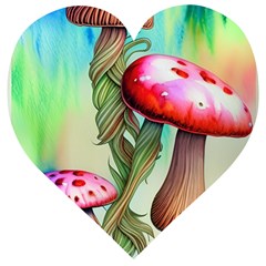 Warm Mushroom Forest Wooden Puzzle Heart by GardenOfOphir