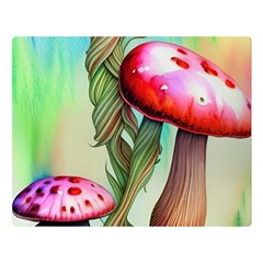 Warm Mushroom Forest One Side Premium Plush Fleece Blanket (large) by GardenOfOphir