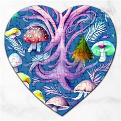 Mushroom Forest Nature Fairy Boho Jigsaw Puzzle (heart) by GardenOfOphir