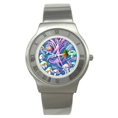 Mushroom Forest Nature Fairy Boho Stainless Steel Watch by GardenOfOphir