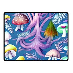 Mushroom Forest Nature Fairy Boho One Side Fleece Blanket (small) by GardenOfOphir