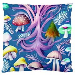 Mushroom Forest Nature Fairy Boho Large Cushion Case (two Sides) by GardenOfOphir