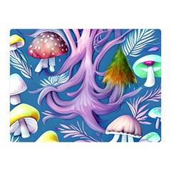 Mushroom Forest Nature Fairy Boho Premium Plush Fleece Blanket (mini) by GardenOfOphir