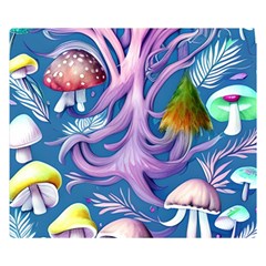 Mushroom Forest Nature Fairy Boho Premium Plush Fleece Blanket (small) by GardenOfOphir