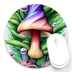 Tiny Mushroom Forest Antique Round Mousepad by GardenOfOphir