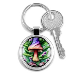 Tiny Mushroom Forest Antique Key Chain (round) by GardenOfOphir