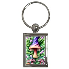 Tiny Mushroom Forest Antique Key Chain (rectangle) by GardenOfOphir