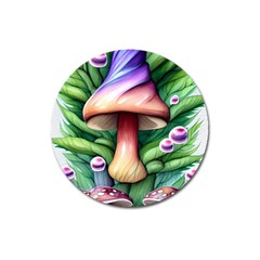 Tiny Mushroom Forest Antique Magnet 3  (round) by GardenOfOphir