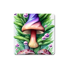 Tiny Mushroom Forest Antique Square Magnet by GardenOfOphir