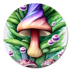 Tiny Mushroom Forest Antique Magnet 5  (round) by GardenOfOphir