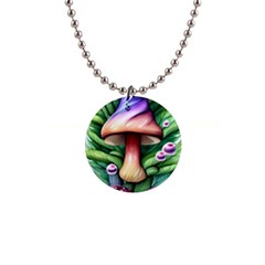 Tiny Mushroom Forest Antique 1  Button Necklace by GardenOfOphir