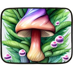 Tiny Mushroom Forest Antique One Side Fleece Blanket (mini) by GardenOfOphir