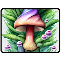 Tiny Mushroom Forest Antique One Side Fleece Blanket (large) by GardenOfOphir