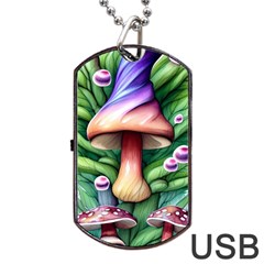 Tiny Mushroom Forest Antique Dog Tag Usb Flash (one Side) by GardenOfOphir