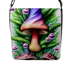 Tiny Mushroom Forest Antique Flap Closure Messenger Bag (l) by GardenOfOphir