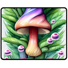 Tiny Mushroom Forest Antique Fleece Blanket (medium) by GardenOfOphir