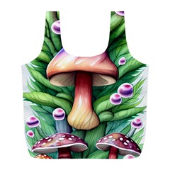 Tiny Mushroom Forest Antique Full Print Recycle Bag (l) by GardenOfOphir