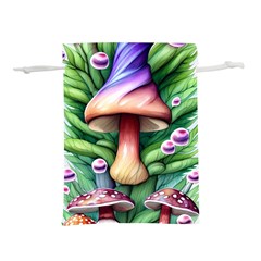 Tiny Mushroom Forest Antique Lightweight Drawstring Pouch (l) by GardenOfOphir