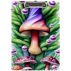 Tiny Mushroom Forest Antique A4 Acrylic Clipboard by GardenOfOphir