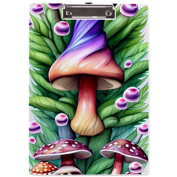 Tiny Mushroom Forest Antique A4 Acrylic Clipboard