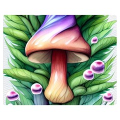 Tiny Mushroom Forest Antique One Side Premium Plush Fleece Blanket (medium) by GardenOfOphir